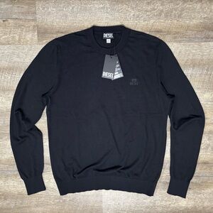 DIESEL Crewneck Chest Logo Sweatshirt Mens L Black Pullover NWT